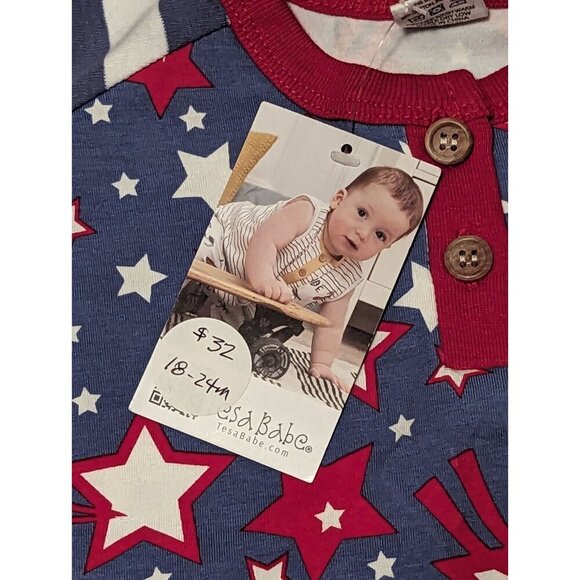 TesaBabe Girls 4th Of July Red/White/Blue Blouse 18-24 Months Bamboo Material - Picture 6 of 9